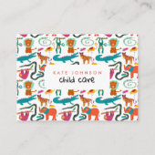 Schattigee Kleurrijke Abstracte Dieren Kinderopvan Visitekaartje (Voorkant)