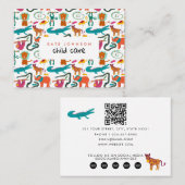 Schattigee Kleurrijke Abstracte Dieren Kinderopvan Visitekaartje (Voorkant / Achterkant)