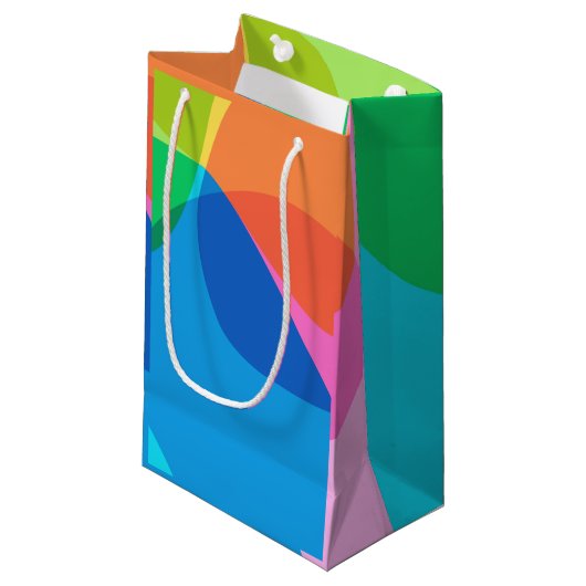 Schattigee Kleurrijke Abstracte Geometrische Regen Klein Cadeauzakje (Voorkant Gekanteld)