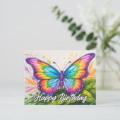 Schattigee Kleurrijke Abstracte Vlinder Doodle Art Feestdagenkaart (Staand voorkant)