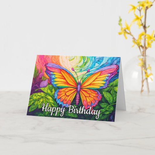 Schattigee kleurrijke Abstracte vlindertekening Kaart (Gele Bloem)