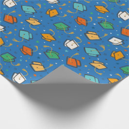 Schattigee Kleurrijke Afstudeerdop en Kastel op bl Cadeaupapier