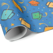 Schattigee Kleurrijke Afstudeerdop en Kastel op bl Cadeaupapier (Rol Hoek)