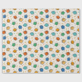 Schattigee kleurrijke afstudeerdop en kwastje op c cadeaupapier (Vlak)