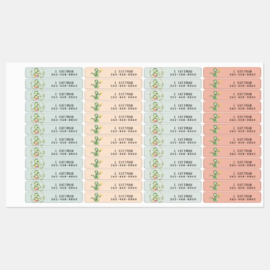 Schattigee Kleurrijke Alligator School Kinderopvan Labels (Vel)
