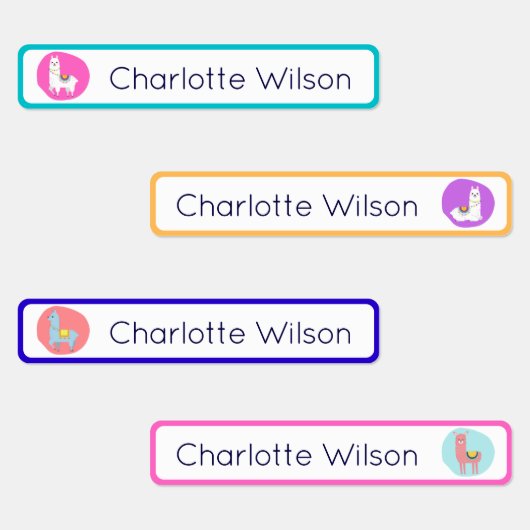 Schattigee Kleurrijke Alpaca Custom Name Labels Wa (Groep)