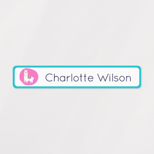 Schattigee Kleurrijke Alpaca Custom Name Labels Wa (Design 1)