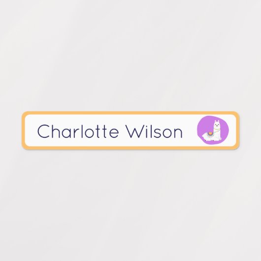 Schattigee Kleurrijke Alpaca Custom Name Labels Wa (Design 2)