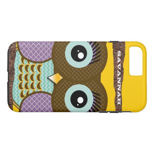 Schattigee kleurrijke Aqua Coral Owl Case-Mate iPhone Case (Achterkant (Horizontaal))