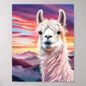 Schattigee kleurrijke Artsy Llama landschap Mounta Poster (Voorkant)