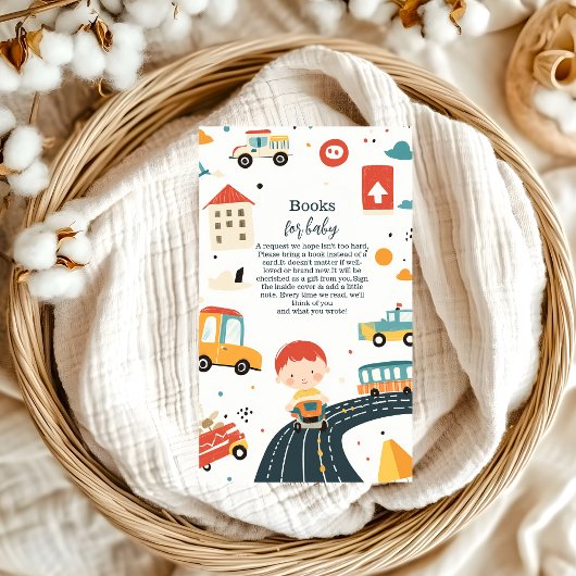 Schattigee Kleurrijke Auto's Boy Baby shower Boeke Informatiekaartje