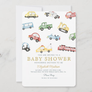 Schattigee kleurrijke auto's jongen Baby shower Kaart