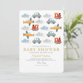Schattigee kleurrijke auto's jongen Baby shower Kaart (Staand voorkant)