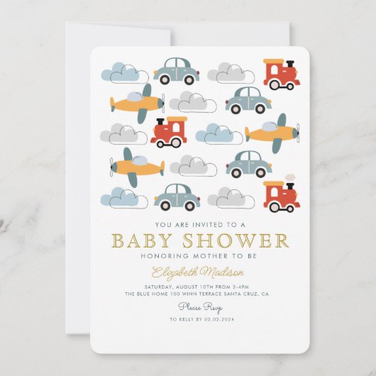 Schattigee kleurrijke auto's jongen Baby shower Kaart (Voorkant)