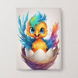 Schattigee kleurrijke Baby Phoenix Hatching Button