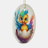 Schattigee kleurrijke Baby Phoenix Hatching Keramisch Ornament (Rechts)