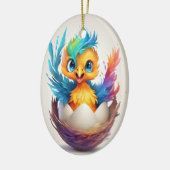 Schattigee kleurrijke Baby Phoenix Hatching Keramisch Ornament (Links)