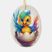 Schattigee kleurrijke Baby Phoenix Hatching Keramisch Ornament (Achterkant)