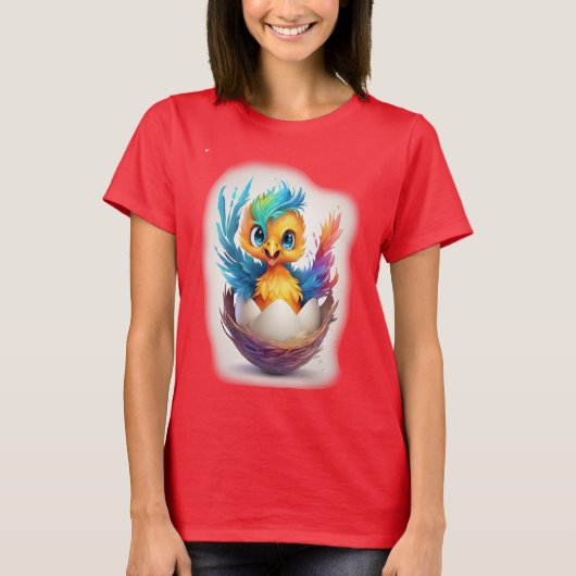 Schattigee kleurrijke Baby Phoenix Hatching T-shirt (Voorkant)