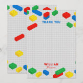 Schattigee kleurrijke bakstenen bouwstenen Kinder Bedankkaart (Voorkant / Achterkant)