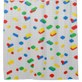 Schattigee Kleurrijke Bakstenen Bouwstenen Kinder  Douchegordijn (Voorkant)