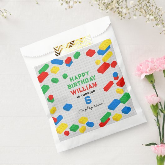 Schattigee Kleurrijke Bakstenen Bouwstenen Kindere Bedankzakje (Gezegeld)