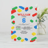 Schattigee Kleurrijke Bakstenen Bouwstenen Kindere Kaart (Staand voorkant)