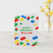 Schattigee Kleurrijke Bakstenen Bouwstenen Kindere Kaart (Gele Bloem)