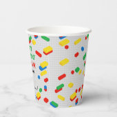 Schattigee Kleurrijke Bakstenen Bouwstenen Kindere Papieren Bekers (Achterkant)