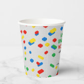 Schattigee Kleurrijke Bakstenen Bouwstenen Kindere Papieren Bekers (Voorkant)