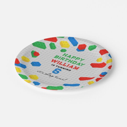 Schattigee Kleurrijke Bakstenen Bouwstenen Kindere Papieren Bordje