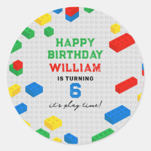 Schattigee Kleurrijke Bakstenen Bouwstenen Kindere Ronde Sticker