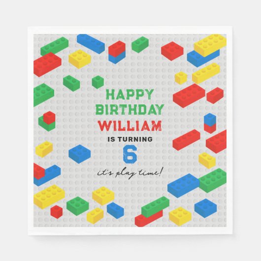 Schattigee Kleurrijke Bakstenen Bouwstenen Kindere Servet (Voorkant)