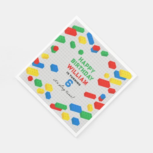 Schattigee Kleurrijke Bakstenen Bouwstenen Kindere Servet (Hoek)