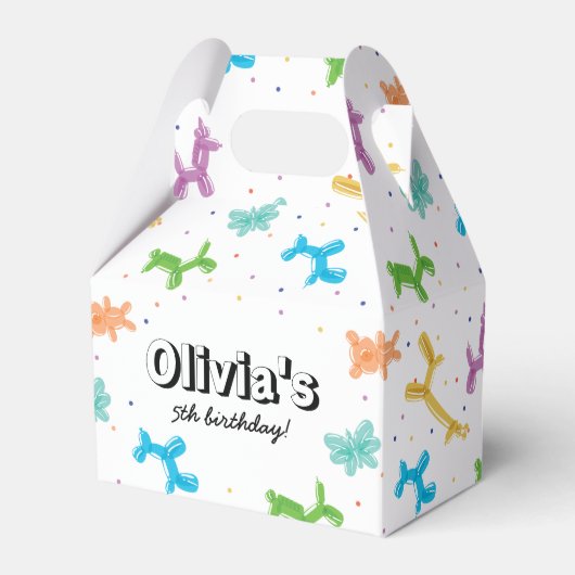 Schattigee kleurrijke ballondieren verjaardagsfees bedankdoosjes (Voorkant Zijde)