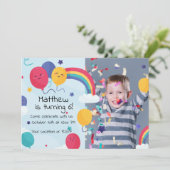 Schattigee Kleurrijke Ballonnen en Regenboog Verja Kaart (Staand voorkant)