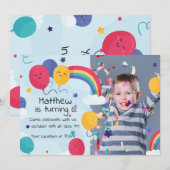 Schattigee Kleurrijke Ballonnen en Regenboog Verja Kaart (Voorkant / Achterkant)