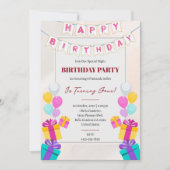 Schattigee Kleurrijke Ballonnen & Geschenken Kids Kaart (Voorkant)