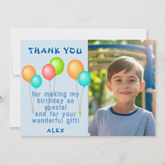 Schattigee kleurrijke ballonnen Kids Verjaardagsfo Bedankkaart (Voorkant)