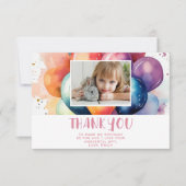 Schattigee Kleurrijke Ballonnen Verjaardag Kind Fo Bedankkaart (Voorkant)