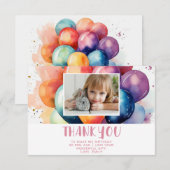 Schattigee Kleurrijke Ballonnen Verjaardag Kind Fo Bedankkaart (Voorkant / Achterkant)