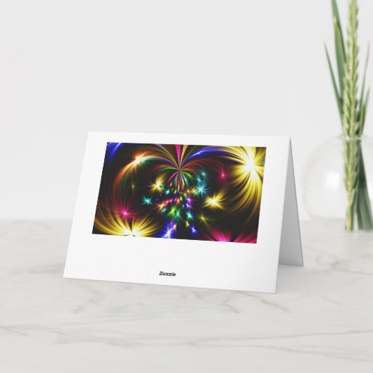 Schattigee, kleurrijke ballonnen, vuurwerk, Happy  Kaart (Achterkant)