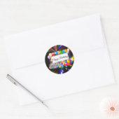 Schattigee, kleurrijke ballonnen & vuurwerk, Verja Ronde Sticker (Envelop)