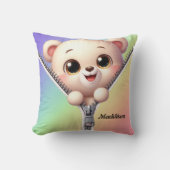 Schattigee kleurrijke Beer Kinder  naam Kussen (Voorkant)