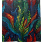 Schattigee kleurrijke bladeren van rood en blauw douchegordijn (Voorkant)