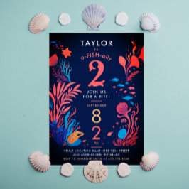 Schattigee Kleurrijke Blauwe Oceaan Viskoralen Kid Kaart