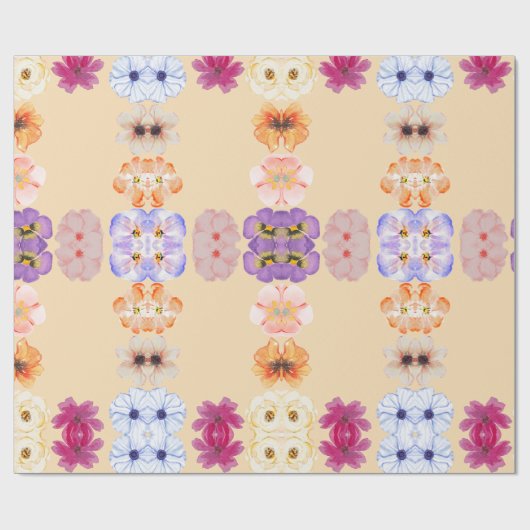 Schattigee Kleurrijke Bloem Cadeaupapier (Vlak)