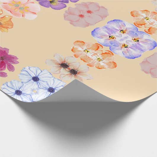 Schattigee Kleurrijke Bloem Cadeaupapier (Hoek)