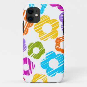 Schattigee kleurrijke bloem girly vrolijke bloemen iPhone 11 hoesje