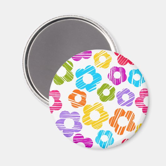 Schattigee kleurrijke bloem girly vrolijke bloemen magneet (Voorkant / Achterkant)